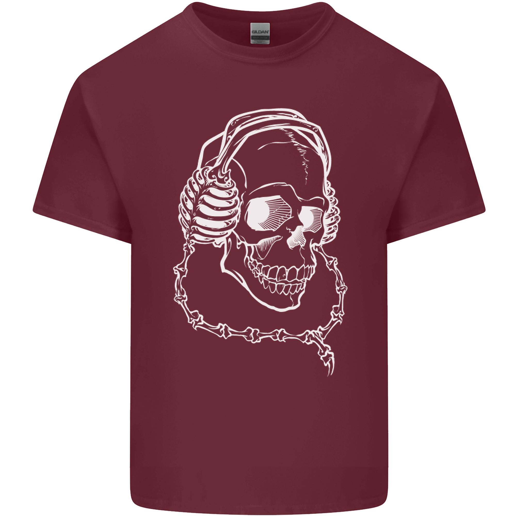 Music A Skull Wearing Headphones Unisexs Light Cotton TShirt S