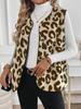 Autumn Winter Leopard Print Faux Fur Vest Women's Sleeveless Casual Coat