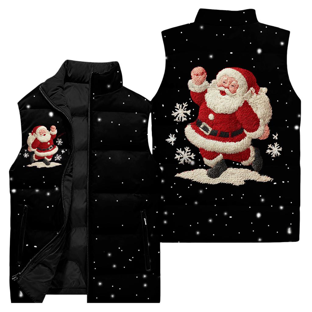 Ladies' Casual And Fashionable Sleeveless Vest Christmas Printed Cotton Jacket