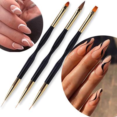 3pcs/set Nail Uv Gel Brush French Stripe Liner Pen Manicure Ultra-Thin Line Dot Brushes