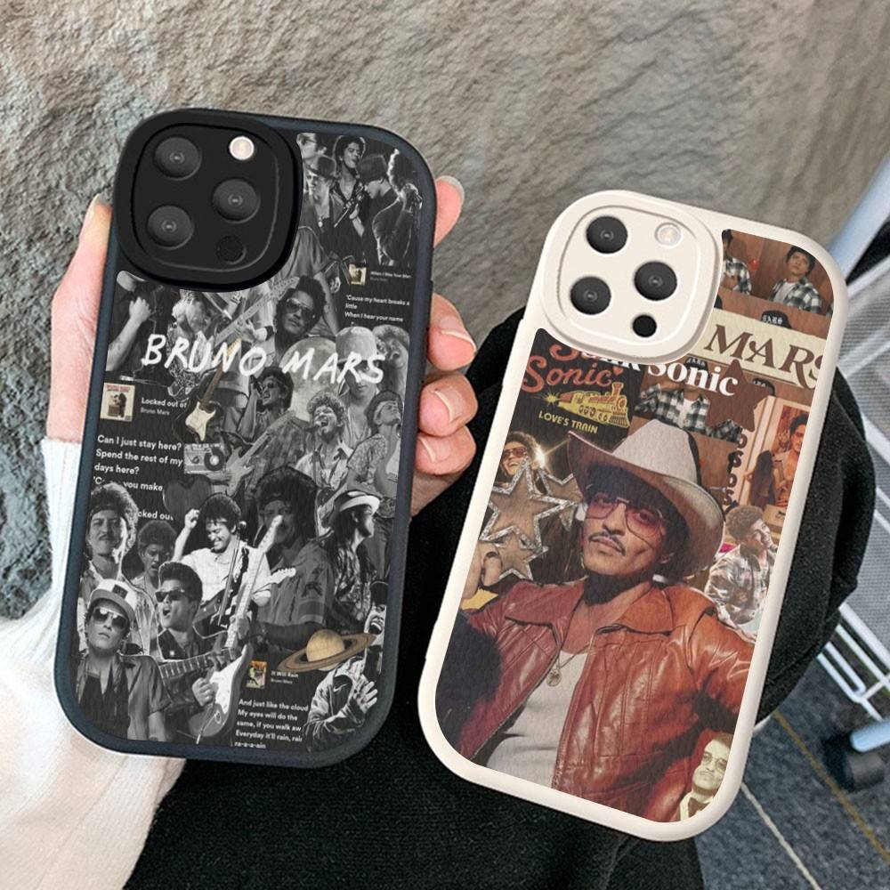 B-Bruno M-Mars Singer Leather Phone Case For IPhone 16 16e 15 14 13 12 11 Pro Max Plus Mini Cover