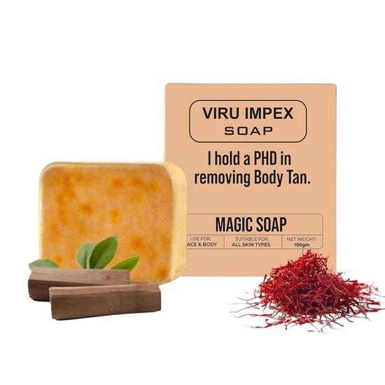 

Ghar Soap Sandalwood & Saffron Magic Soaps For Bath (100 Gms Pack Of 1) | Skin Brightening Soap For Men & Women