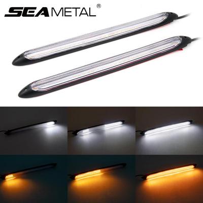 Universal 12V Tagfahrlicht DRL Auto Nebel Lampe Flexible Streifen Lichter Wasserdicht Sequentielle Fluss Drehen Lampen Wasserdicht