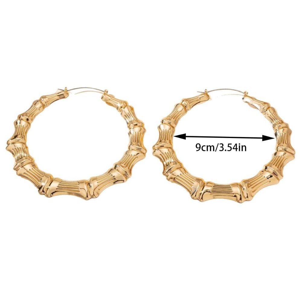 European-American Large Round Hoops Bamboo Texture Bamboo Pattern Earrings  Bold Jewelry