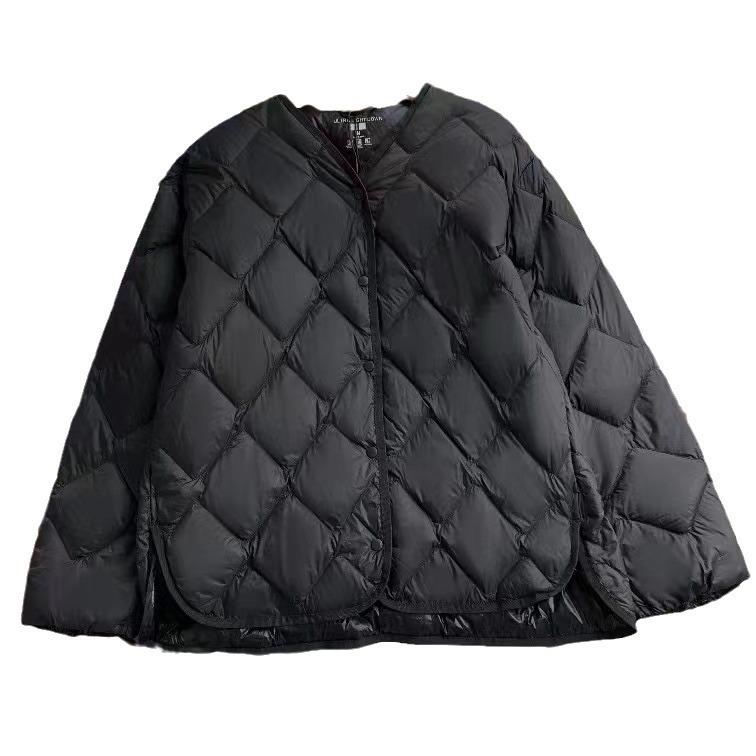 2023 Slim V-Ausschnitt Weißenten-Daunenjacke - Kurz, Warm, Übergröße Freizeitmantel