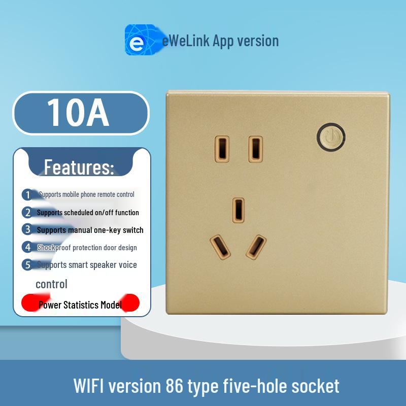 eWeLink Smart WiFi Wall Socket 86 Type 10A - Remote, Voice-Controlled App for Mobile