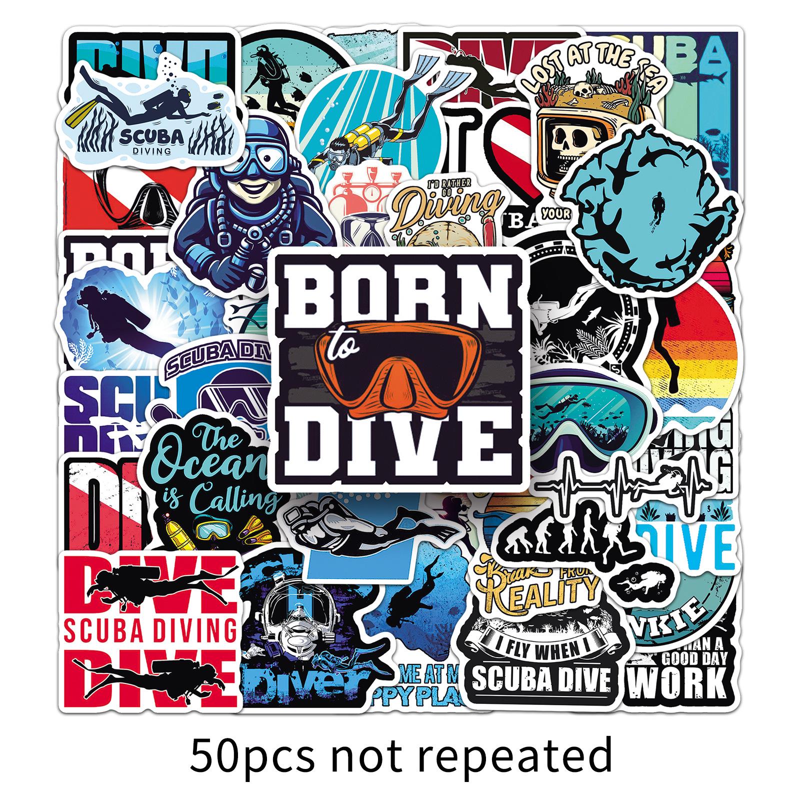 50PCS Waterproof Diving Sports Stickers for Notebooks & Luggage