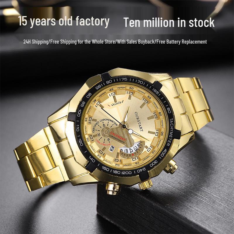 Men's Korean Large Dial High-End Quartz Calendar Watch