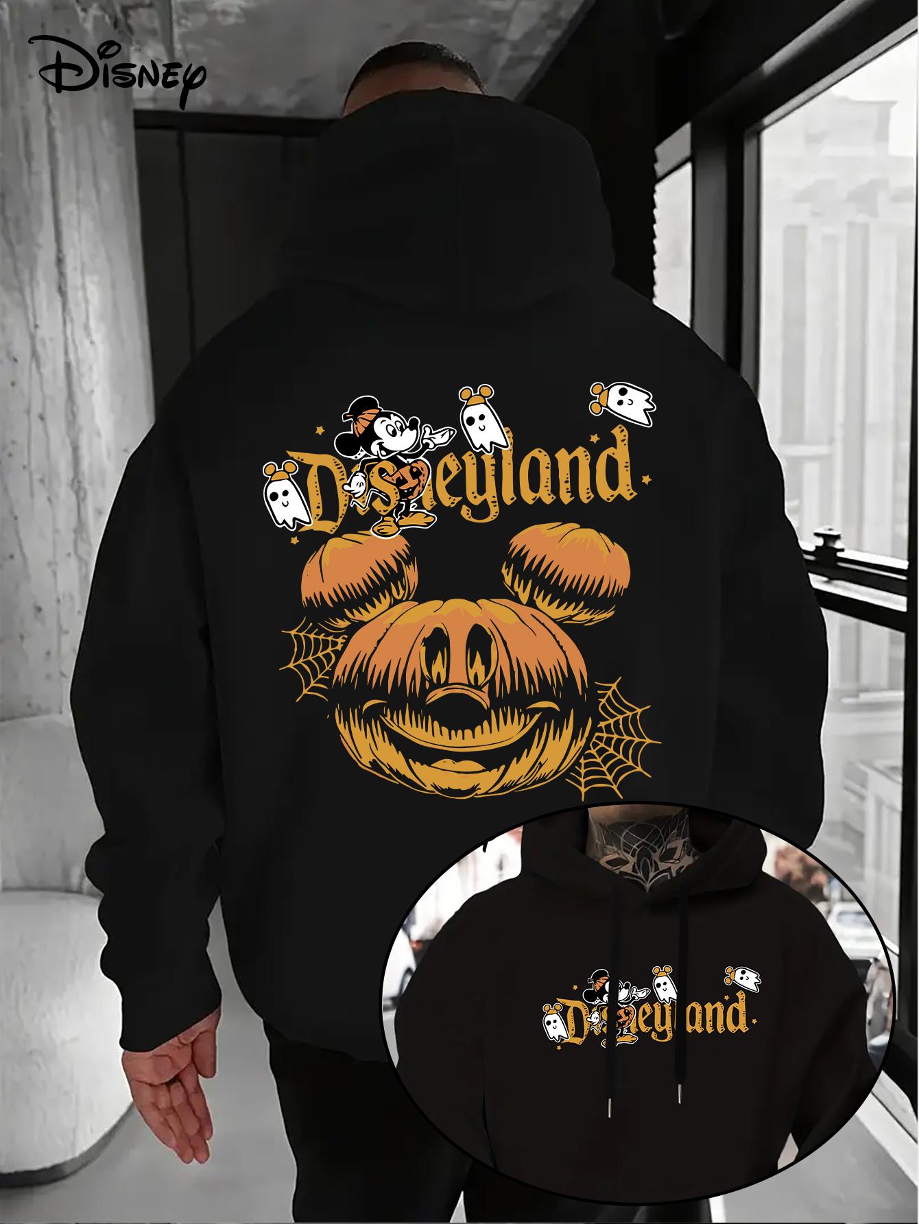 

Disney Casual Men s Hoodie Halloween Classic Mickey Spider Web Pumpkin Pattern Double Sided Pattern Design Fall/Winter Hoodie 3XL