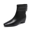 Soft leather version~ retro high-heeled short boots for women's autumn and winter new square-headed thin boots, small inner height-increasing boots
