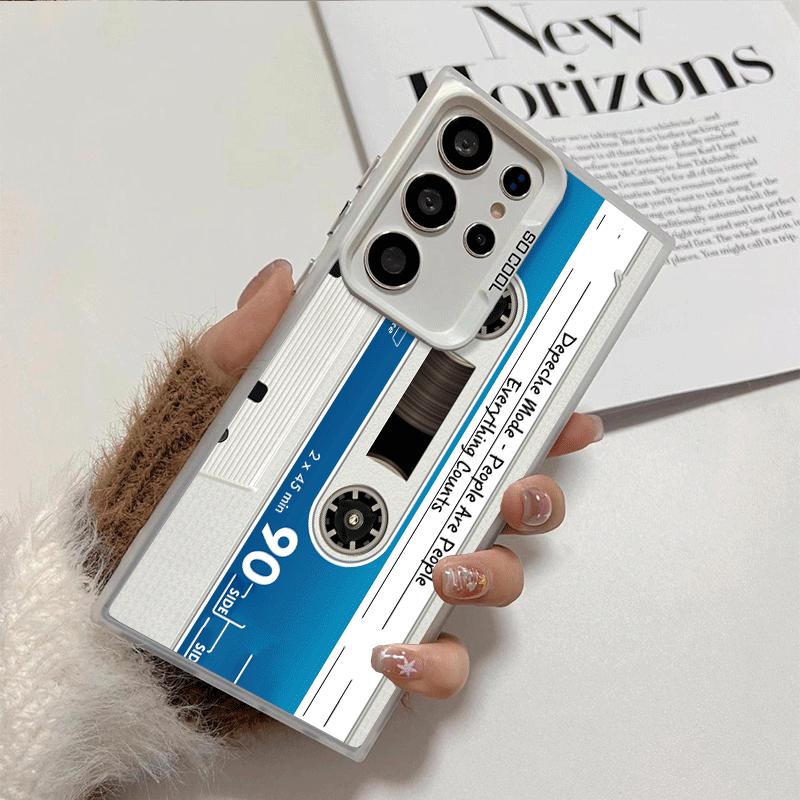 Vintage 90S Cassette Tape Pattern Soft Phone Case for Samsung Galaxy S24 S25 FE S26 Edge S23 Ultra S22 Plus S21 + Shockproof Cov