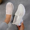 [Breathable Mesh Sneakers] Breathable Women's White Mesh Slip-On Sneakers with Glitter Accents | Mid-Top Support & Rubber Sole for Casual Sports
