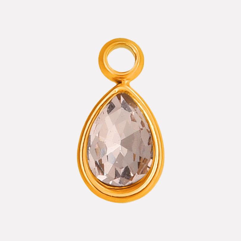 Geometry Water Droplets Pendant Shiny Rhinestone Stainless Steel Base Waterproof Charms For Jewelry Making Supplies DIY Bracelet