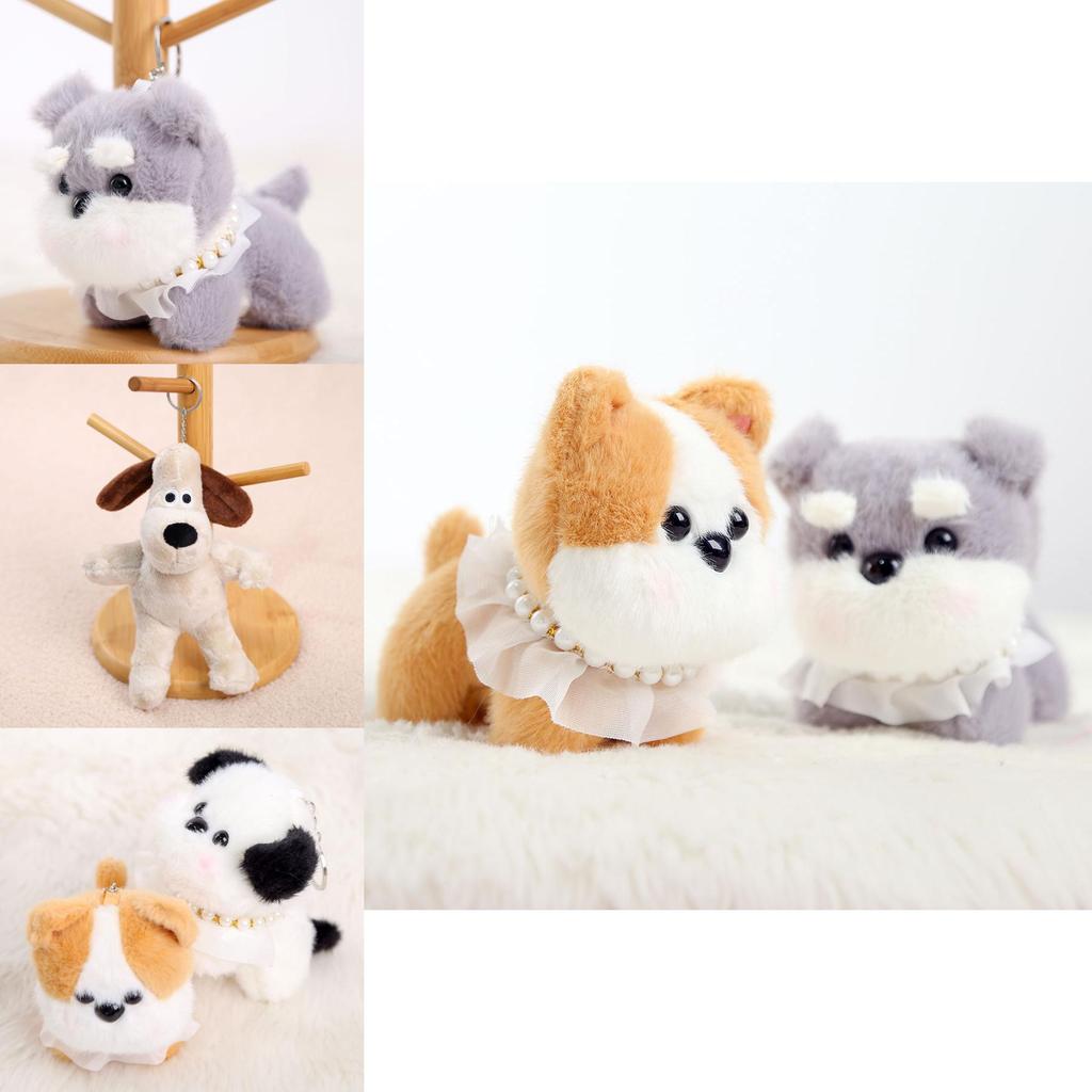 Plush Dog Keychain With Pearl Chain For Girls Gift And Bag Decoration