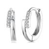 WOSTU S925 Simple Zircon Cross Hoop Huggie Earrings For Women 925 Sterling Silver Crossed Ear Cuffs Family Lover Jewelry Gift