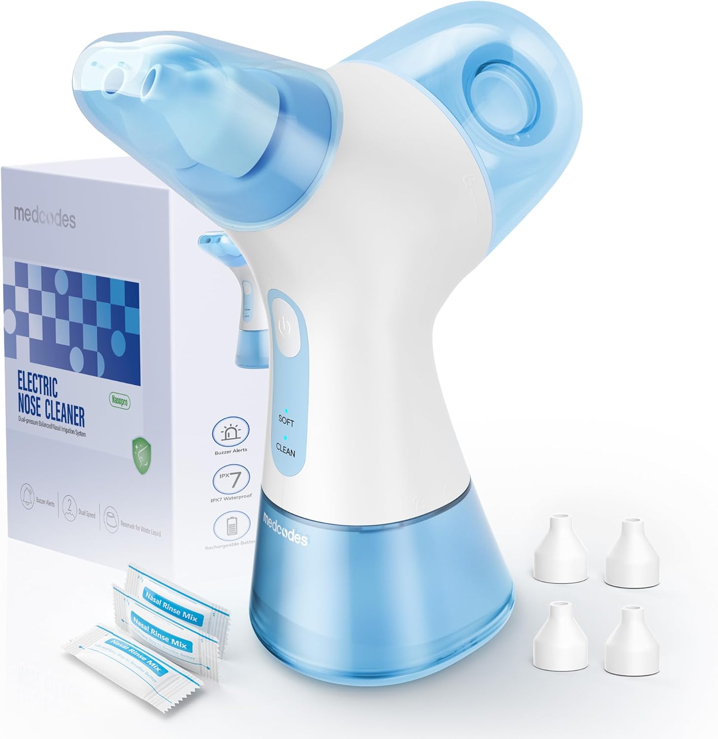 Nasal Irrigation System, Electric Sinus Rinse Machine with Dual Water Tank for Quick Relief of Nasal Discomfort, SelfCleaning & Auto Waste Collection