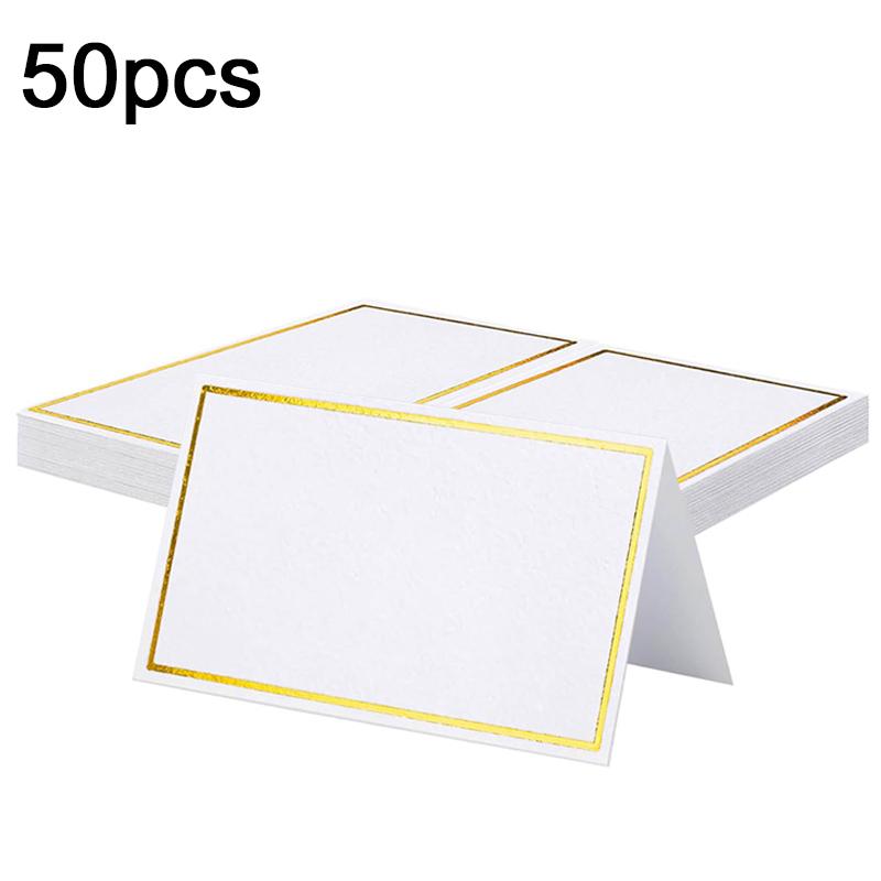 10~50pcs Table Place Cards Foldable Gold Foil Border Table Card for Wedding Banquets Party Festival Gathering Supplies TMZ