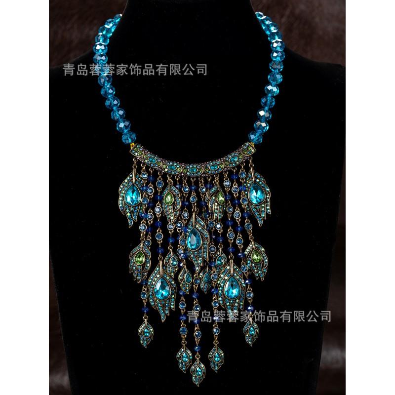 Модный Дворец Винтажный Стиль Ретро Темперамент Цветной Циркон Перья Тяжелый Металл Серьги