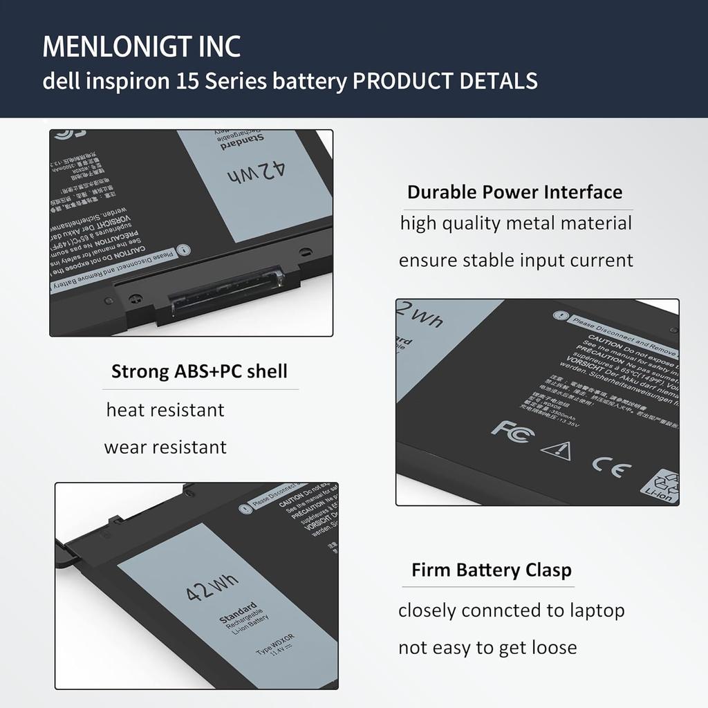 42wh WDXOR Laptop Battery for Dell Inspiron 13 15 5000 7000 Series 15 5565 5567 5568 5578 5579 7560 7570 13 7368 7378 5378 17 5765 5767 5770 P58F