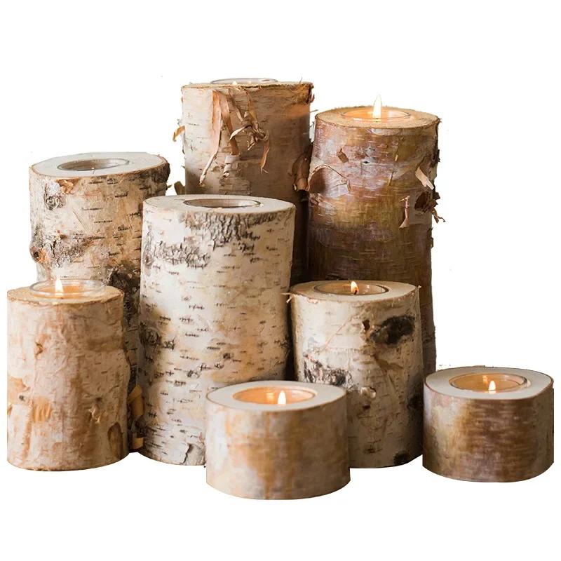 Nordic Natural Birch Candlestick Festival Decoration Party Wedding Birch Gift Russian Russia Day Present