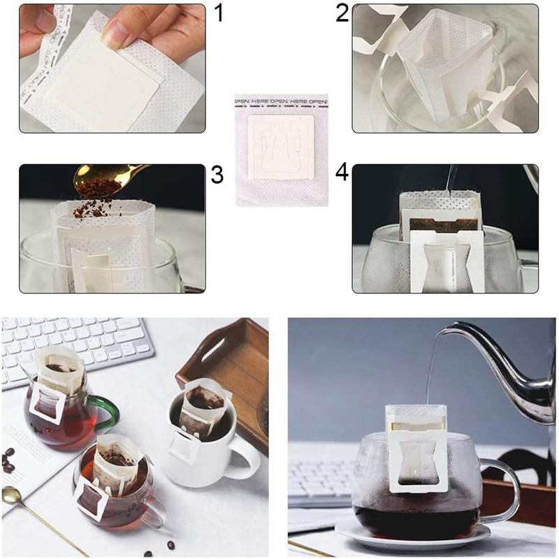 50Pcs Disposable Drip Coffee Cup Filter Bags Office Travel Brew Coffee And Tea Tool Coffees Filters Paper