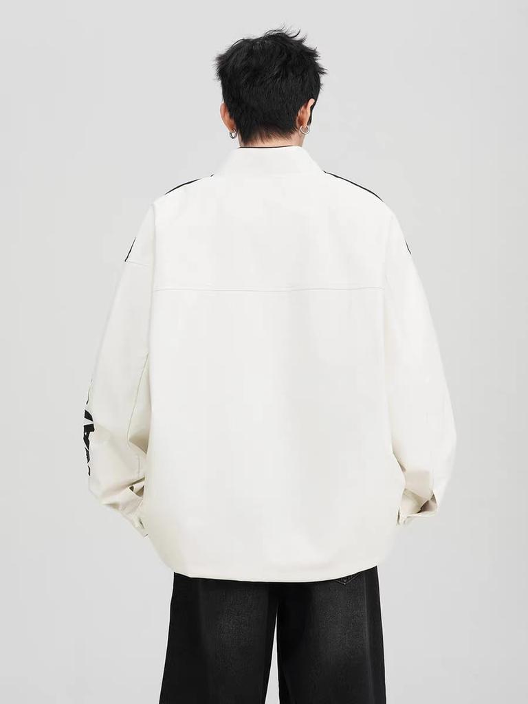 East Rain Oversized Synthetic Leather PU Stadium Plus Loose Couples CUI505 Men's Jacket, Leather, Jacket, Size, Casual, Spring, Autumn, Winter, Fit,