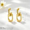 Fashionable Oval Polished Linked Hoop Earrings For Women Versatile Minimalist Drop Earrings Jewelry Accessory