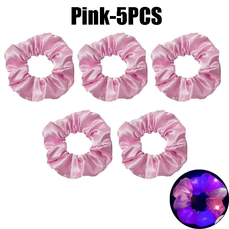 LED Luminous Scrunchies Hairband Ponytail Holder Headwear Elastic Satin Hair Bands Girl Hair Accessories for Party