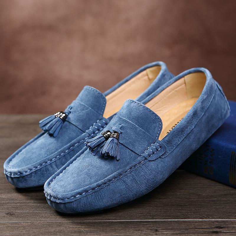 Mode Frühling Neue Mode Quasten Slipper Herren Wildleder Luxus Designer Schuhe Lässig Bequem Slipper Herren Mokassin Alleskönner Slipper