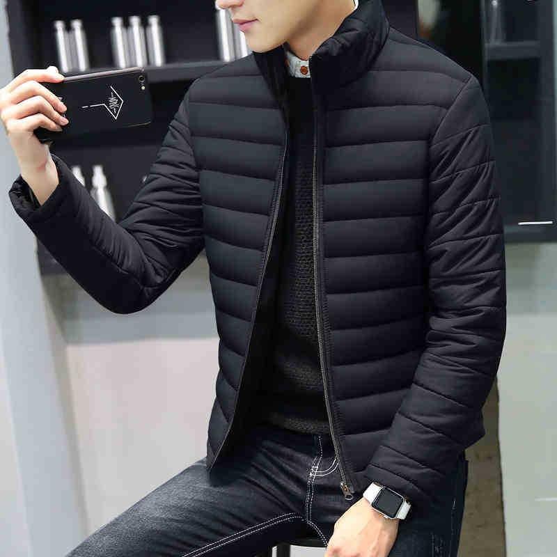 Men's Solid Color Warm Waterproof Windproof Down Cotton Coat