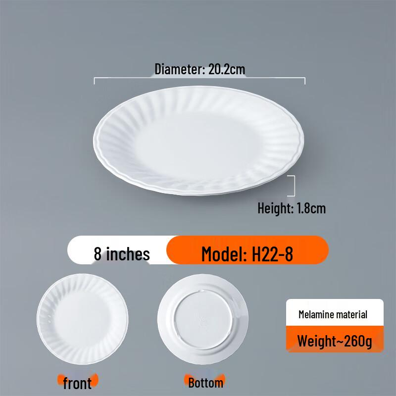 Elegant White Melamine Round Dinner Plates