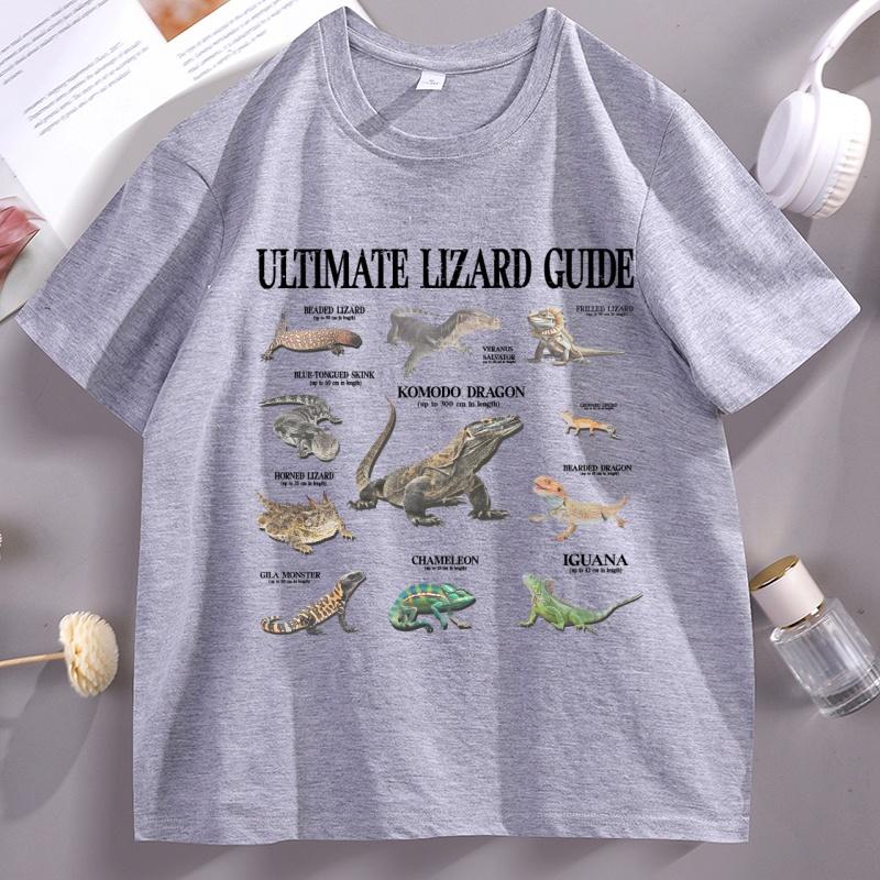 Lizard Guide T Shirt Funny Educational Lizard Graphic Tee Cotton Short Sleeve Round Neck Printed Tshirt High Quality Tops