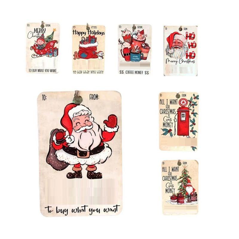 

AEE4-7Pcs Christmas Wallet Gift, Handmade Wooden Wallet Christmas Wallet Decoration Blessing Christmas Tree Pendant Ornaments