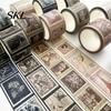 Klasyczna Taśma Stemplowa Vintage Rolka Washi, Estetyczna Dekoracyjna Taśma Maskująca, Retro Rolka Klejąca do Rękodzieła Artystycznego DIY, Materiały do Dziennika Scrapbookingu