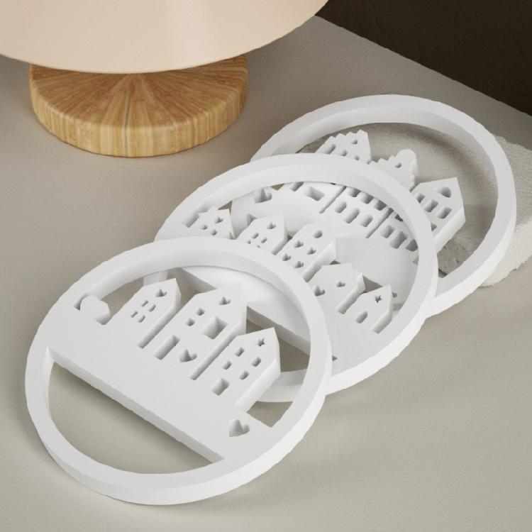 Runde Haus Silikonformen mit Basisformen für Gipsdekorationen, Kranz Silikonformen mit Basisformen