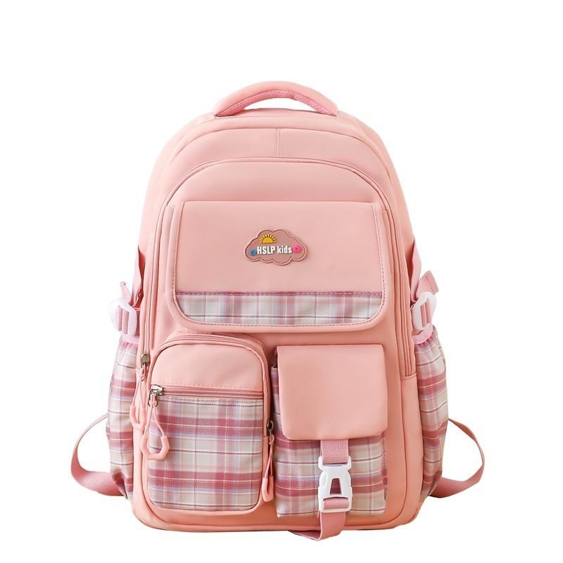 

Ultra-lightweight Nylon School Backpack For Boys And Girls With Adorable Plaid Design