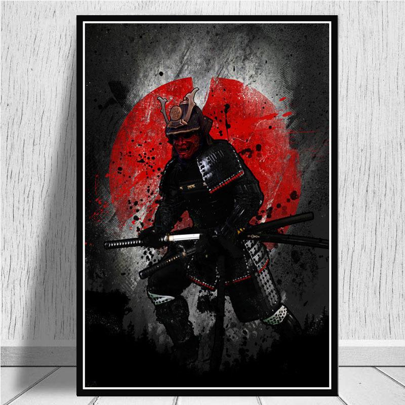 Bonsa Bushido Samurai Kanji Tinte Japanische Ninja Poster und Drucke Wandkunst Leinwand Bilder Malerei Ästhetische Raumdekoration Obrazy
