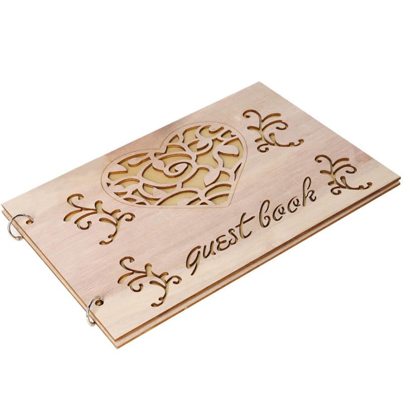 Boxwood Wedding Guestbook Notepad Hollow Design Rustic Style Memorial Sign-in Book 20 Inner Pages