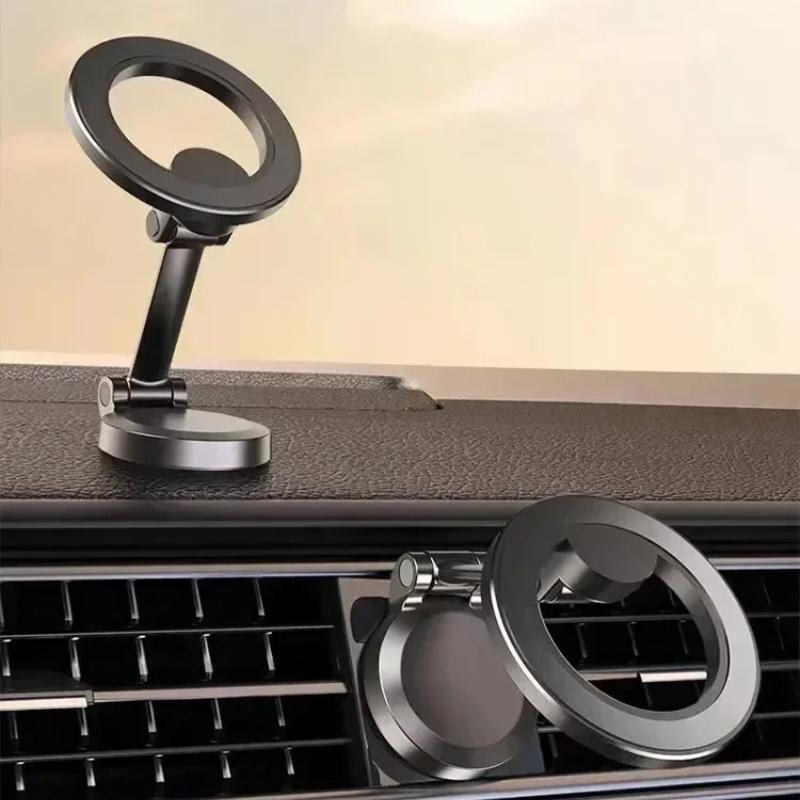 

Premium Alloy Magnetic Car Mount: Foldable & Compact Design with iPhone 16-12 Pro 360° Rotation чёрный