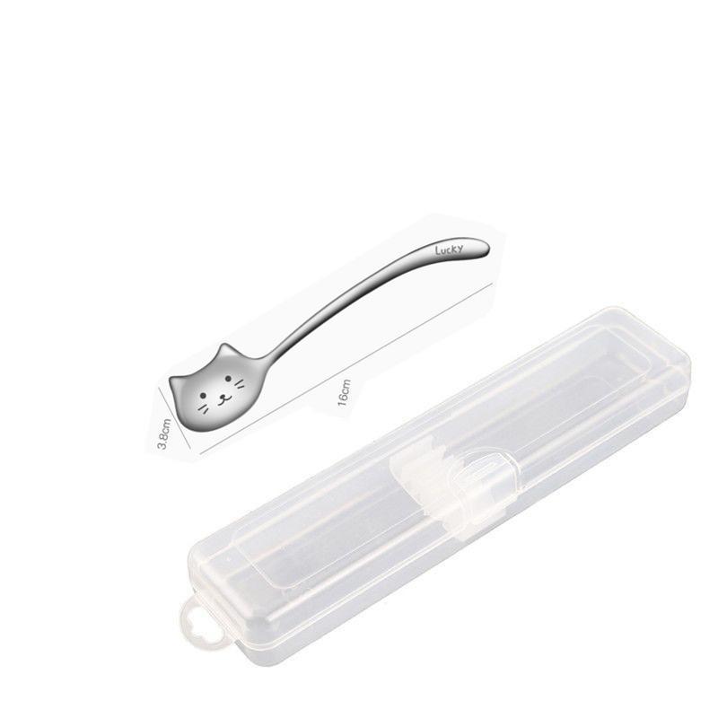 Stainless Steel Cute Cat Spoon Food Grade Cartoon Design For Stirring Coffee Tea Dessert Daily Use