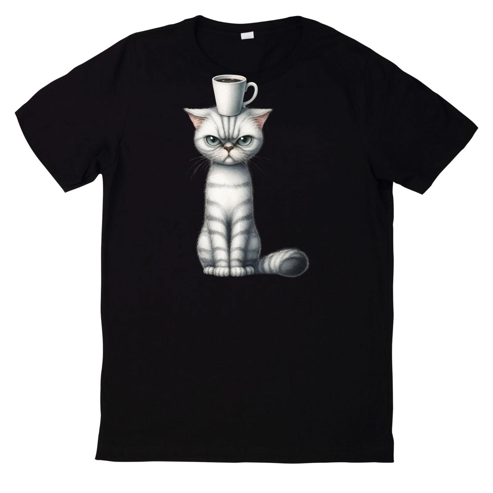 T-Shirt Lustiges Grumpy Cats and Coffee XXL