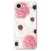 For iPhone 16e Case White and Pink Flower Pattern Printing Straight Edge TPU Phone Back Cover