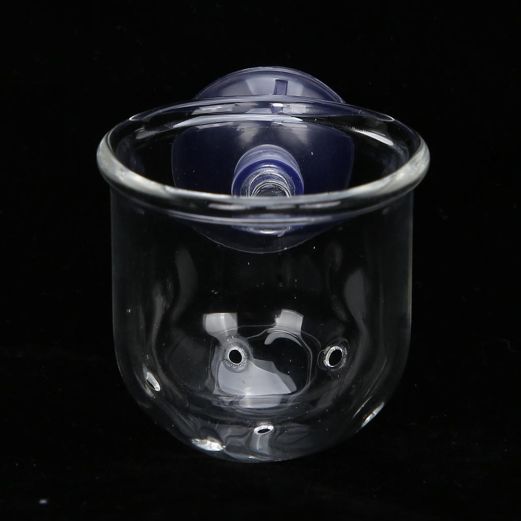 Small   Glass Plant Feeding Cup Fish Red Worm Feeder Cups for Aquarium(S)