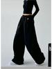 2025 Women's American-Style Grey High-Waist Cargo Sweatpants - Spring/Autumn Wide-Leg Loose Fit