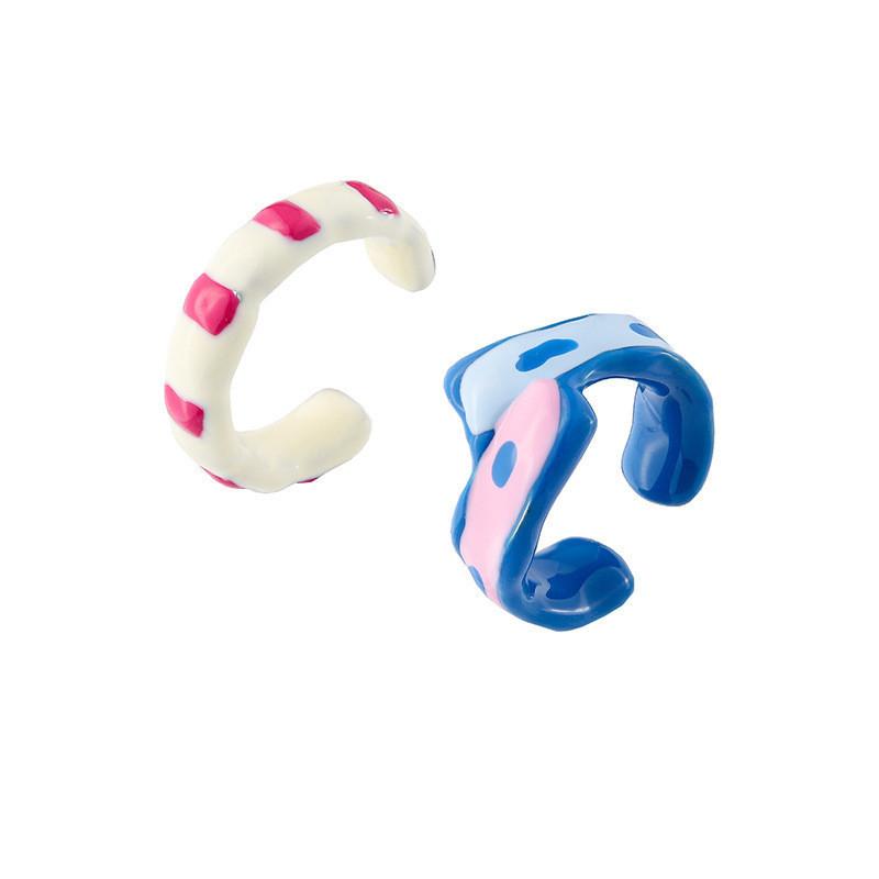 Delightful Stylish Irregular Copper Ring With Colorful Drip Glaze For Women Fashion