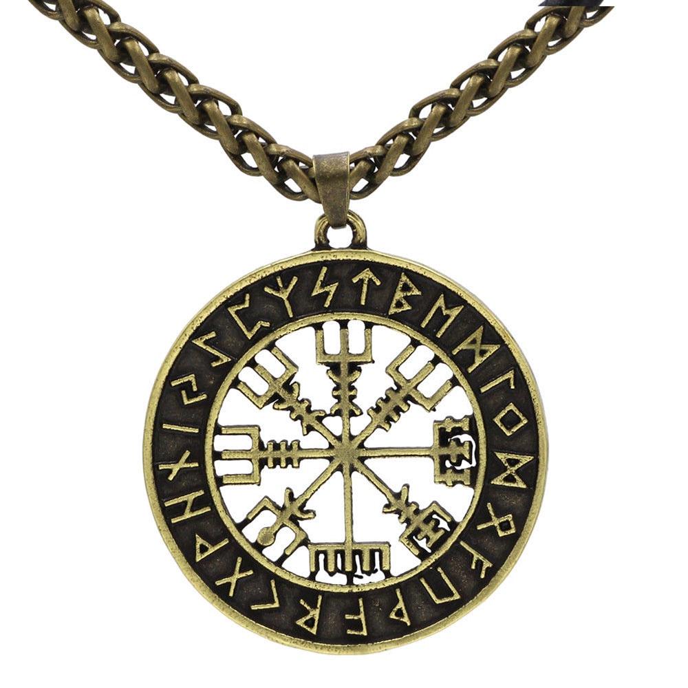 Cool Fashion Viking Vegvisir brújula Colgante Collar Colgante de Odin/'s symbal