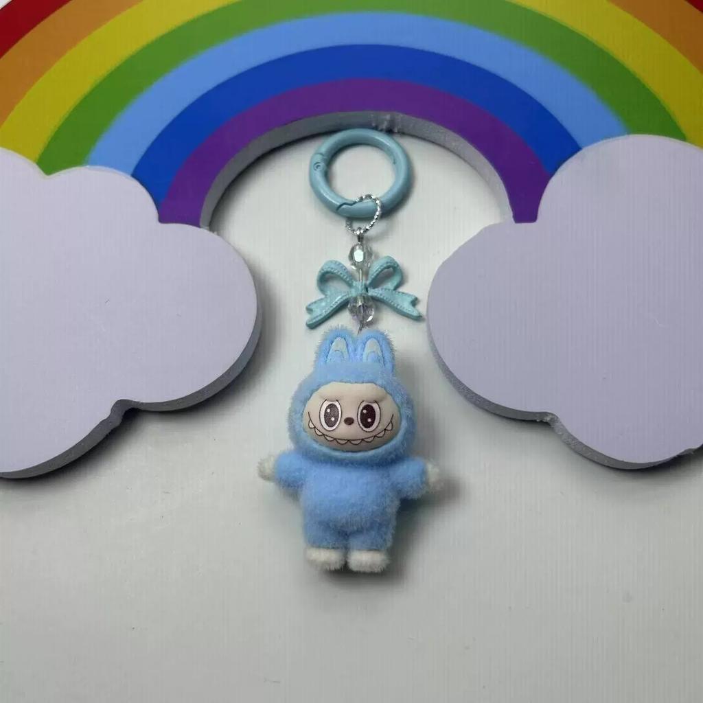 Mini LABUBU Key Chain Kawaii Labubu School Bag Pendant Keyring Couple DIY Key Ring Decoration Accessories Kids Gift