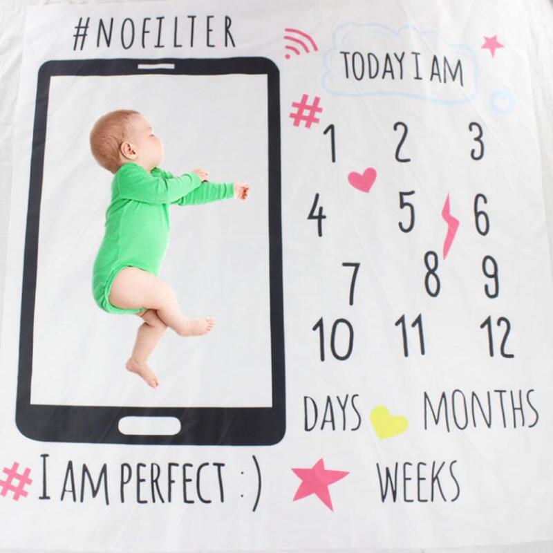 Hot! Baby Photography Cloth Newborn Baby Monthly Growth Milestone Blanket Photography Props Background
