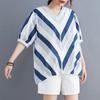 Odzież damska Wygodne swetry Luźne z dekoltem V Prostota Nadruk Paski Eleganckie Moda Letnie Cienkie Codzienne Koszulki