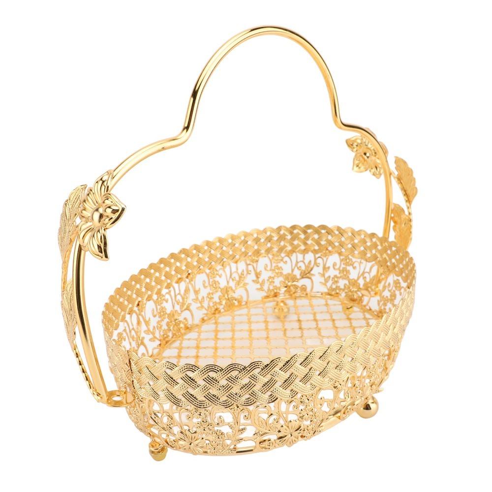 With Handle Metal Fruit Tray Metal Food Display Basket Fruit Serving Basket  Kitchen Countertop